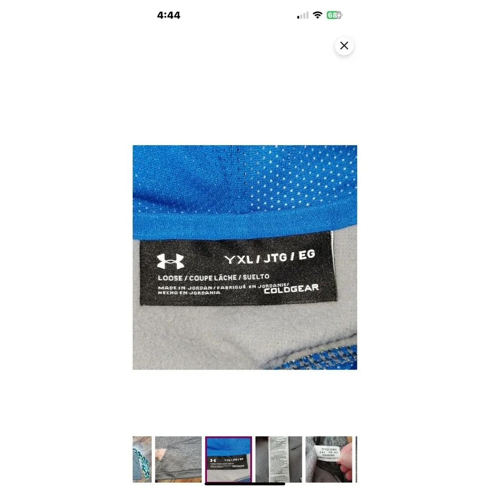 under armour hoodie Gray‎ And Abstract Art On Sleeves Size Youth Large Lined